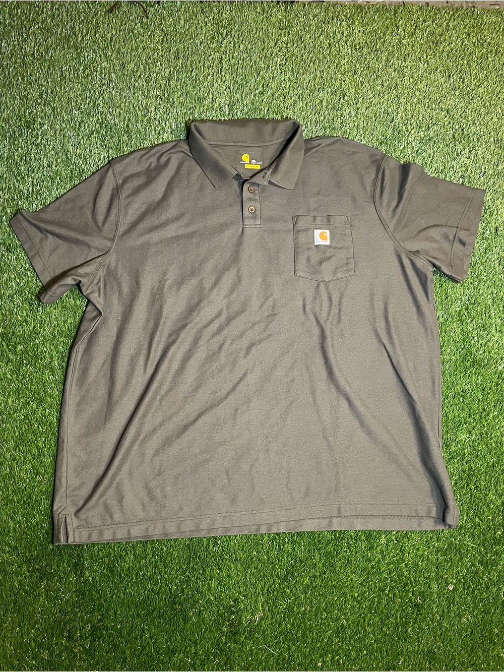 Carhartt Men’s 3XL Work Force Olive Green Polo Shirt with Chest Pocket